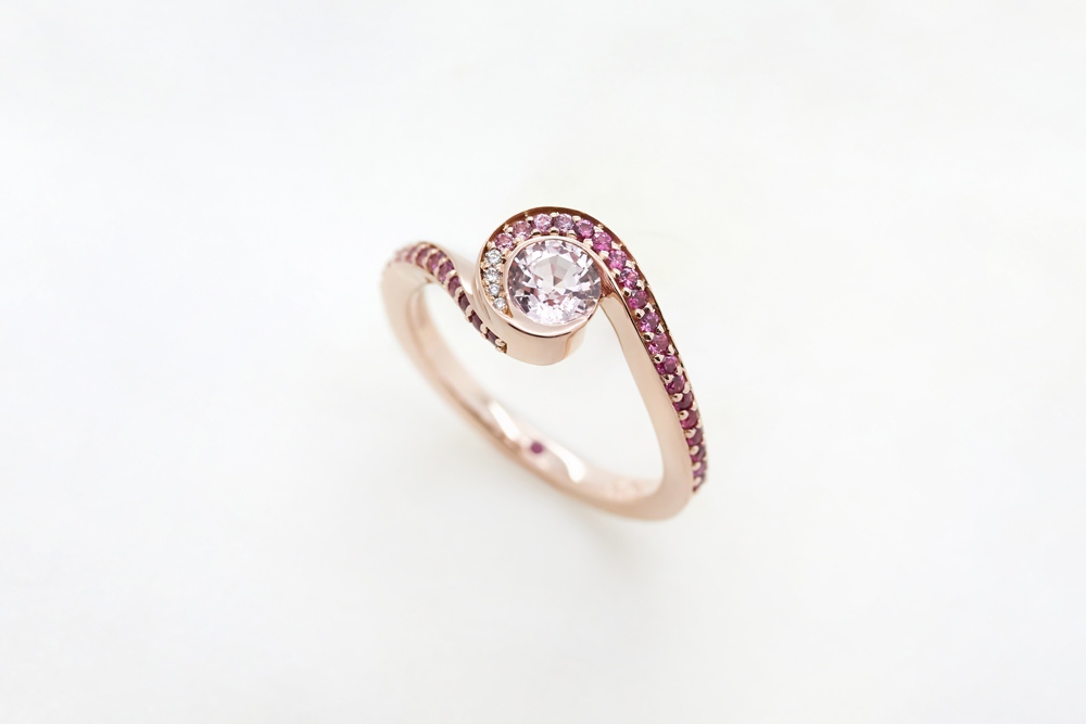 Colours of Sapphires Engagement Ring Wedding Band Rose Gold Pink