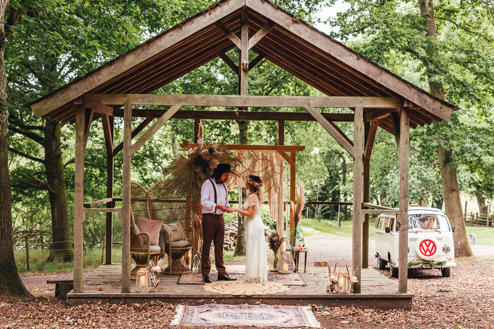 Macrame Backdrop Frame Ceremony Decor Bohemian Elopement Kirsty Mackenzie Photography