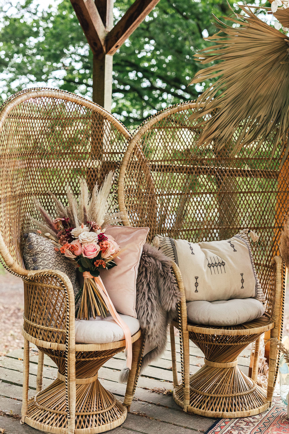 Peacock Chairs Bride Groom Bohemian Elopement Kirsty Mackenzie Photography