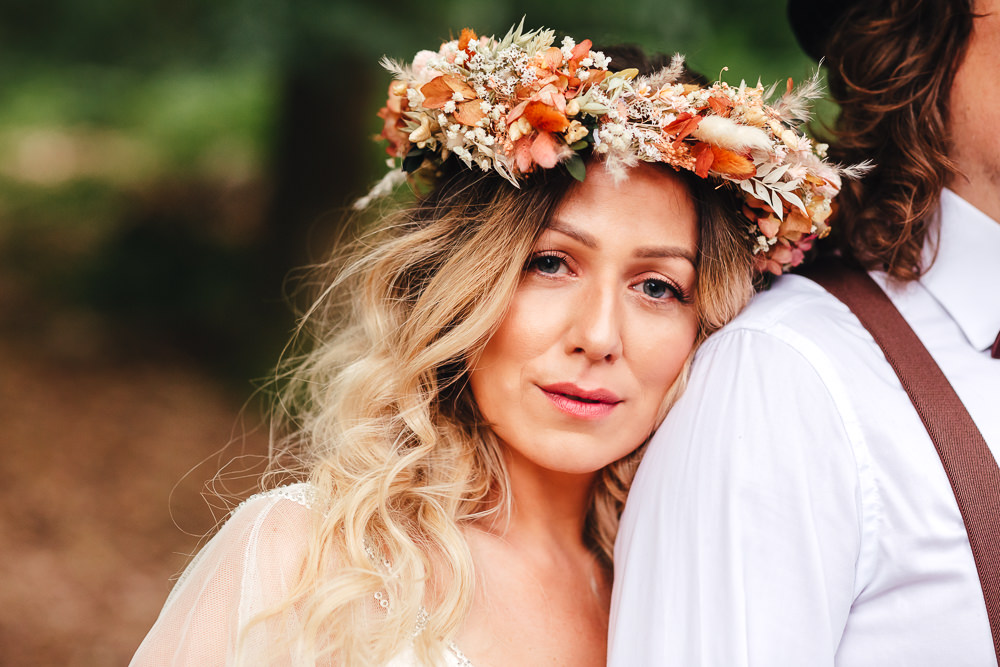 Bride Bridal Make Up Flower Crown Bohemian Elopement Kirsty Mackenzie Photography