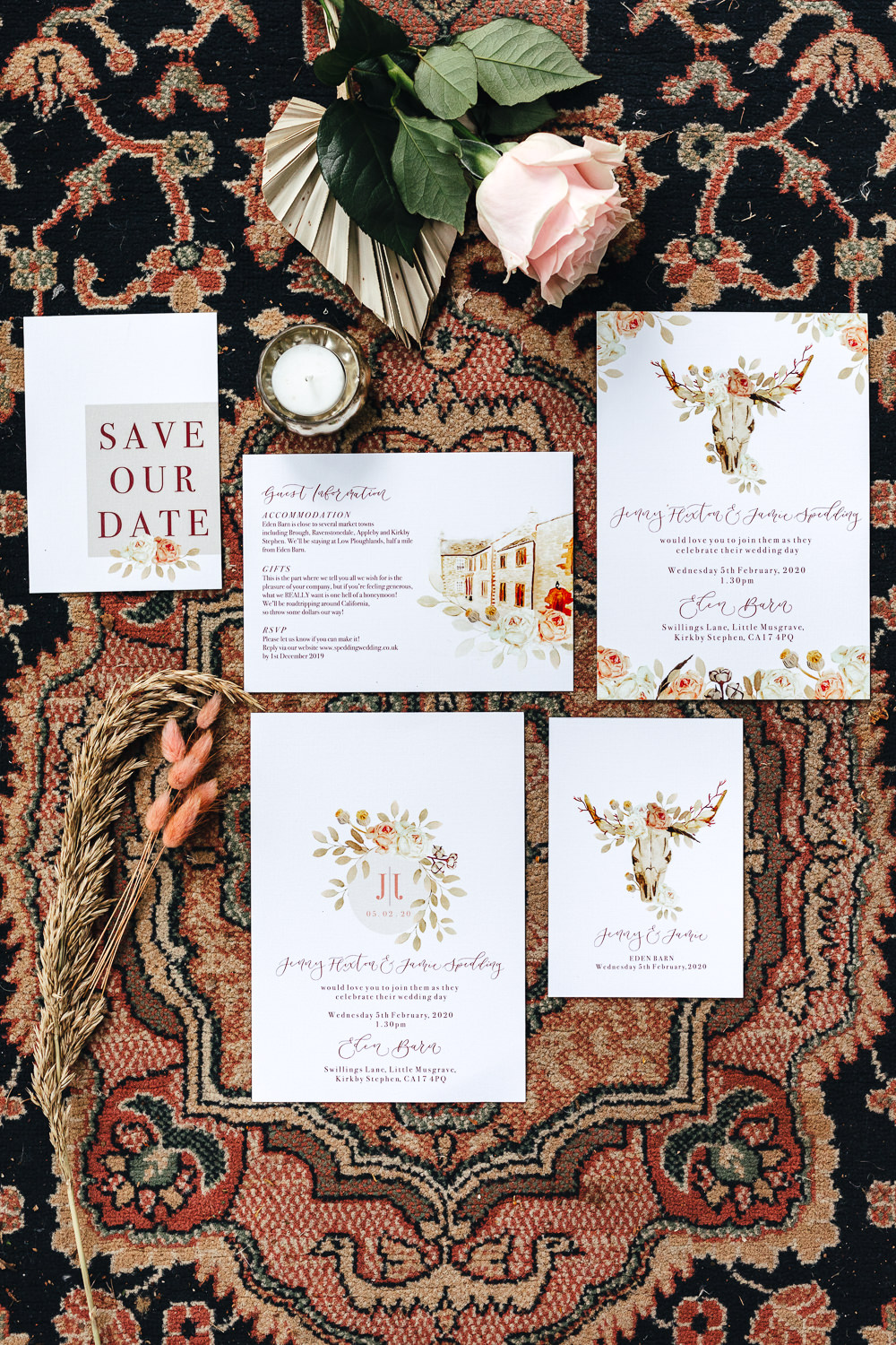 Stationery Invite Invitations Bohemian Elopement Kirsty Mackenzie Photography