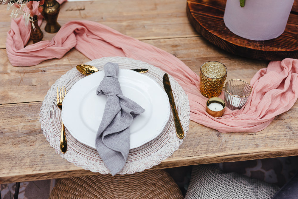 Place Setting Decor Napkin Bohemian Elopement Kirsty Mackenzie Photography