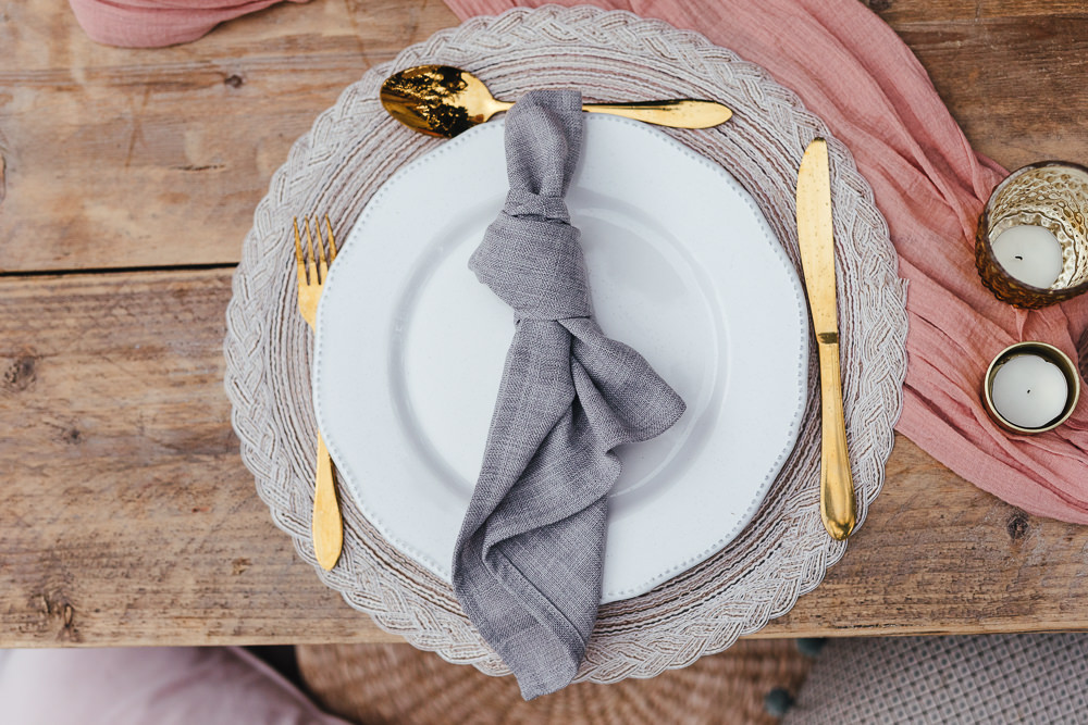 Place Setting Decor Napkin Bohemian Elopement Kirsty Mackenzie Photography