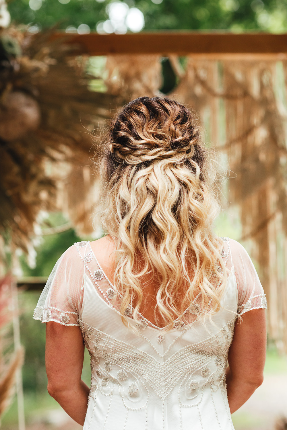 Bride Bridal Hair Style Up Do Plait Braid Bohemian Elopement Kirsty Mackenzie Photography