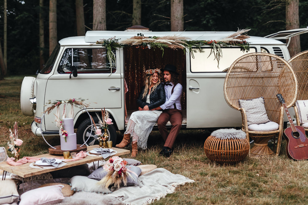 VW Camervan Transport Bohemian Elopement Kirsty Mackenzie Photography