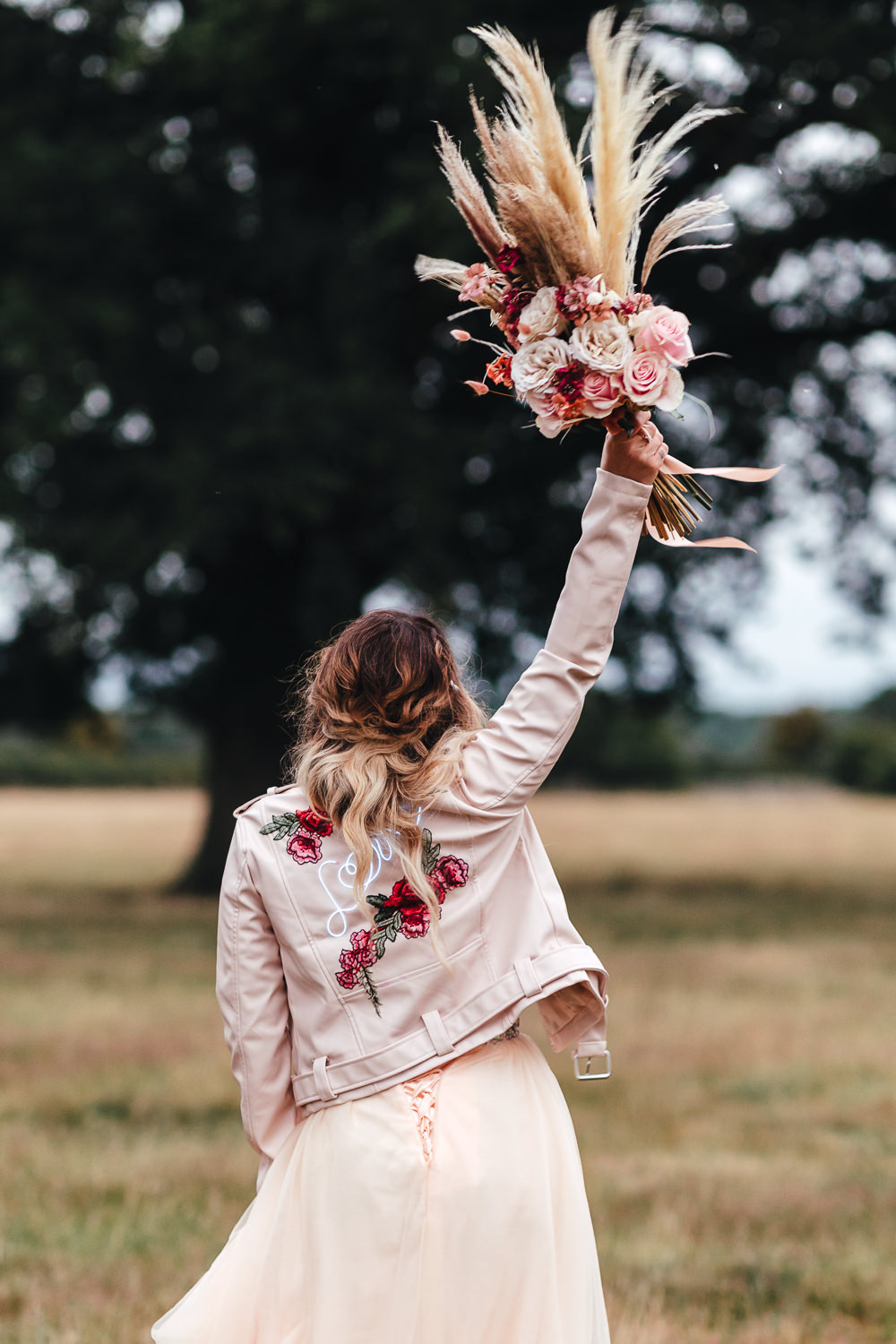 Leather Jacket Bride Bridal Painted Bohemian Elopement Kirsty Mackenzie Photography
