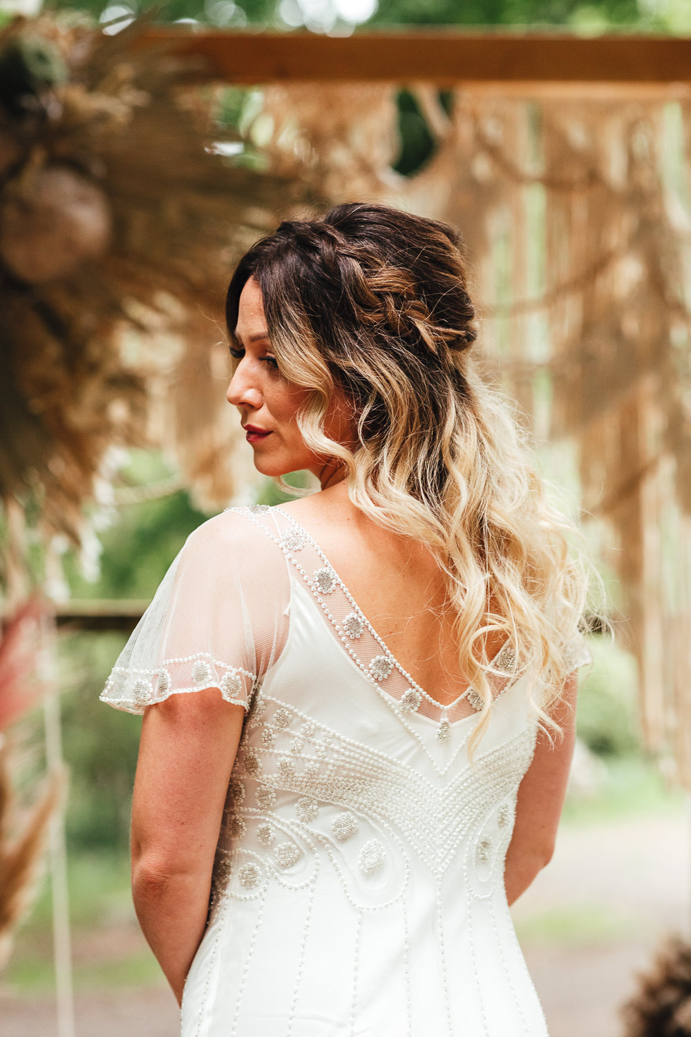 Bride Bridal Hair Style Up Do Plait Braid Bohemian Elopement Kirsty Mackenzie Photography