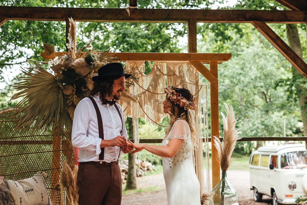 Macrame Backdrop Frame Ceremony Decor Bohemian Elopement Kirsty Mackenzie Photography