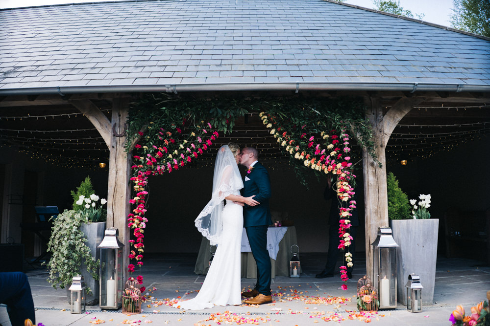 Flowers Garland Ceremony Backdrop Bright Wedding Sally T Photography