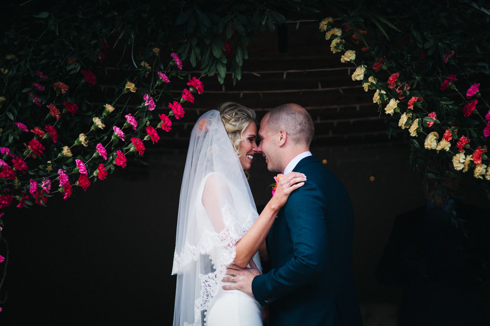 Flowers Garland Ceremony Backdrop Bright Wedding Sally T Photography