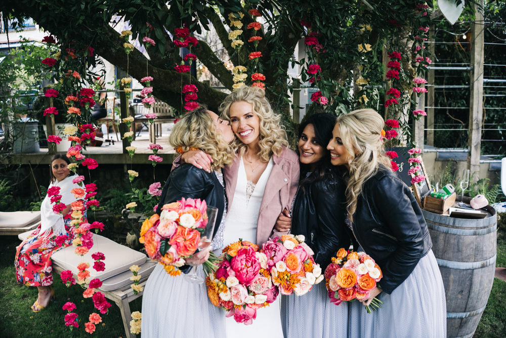 Leather Jackets Bridesmaids Bright Wedding Sally T Photography