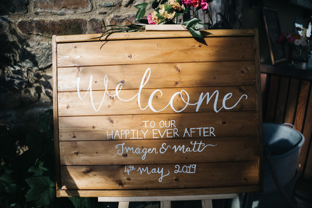 Wooden Sign Signs Signage Welcome Calligraphy Bright Wedding Sally T Photography