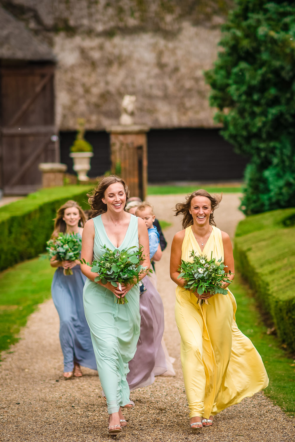 Bridesmaids Bridesmaid Dress Dresses Multicolour Pastel Rainbow Colville Hall Wedding GK Photography