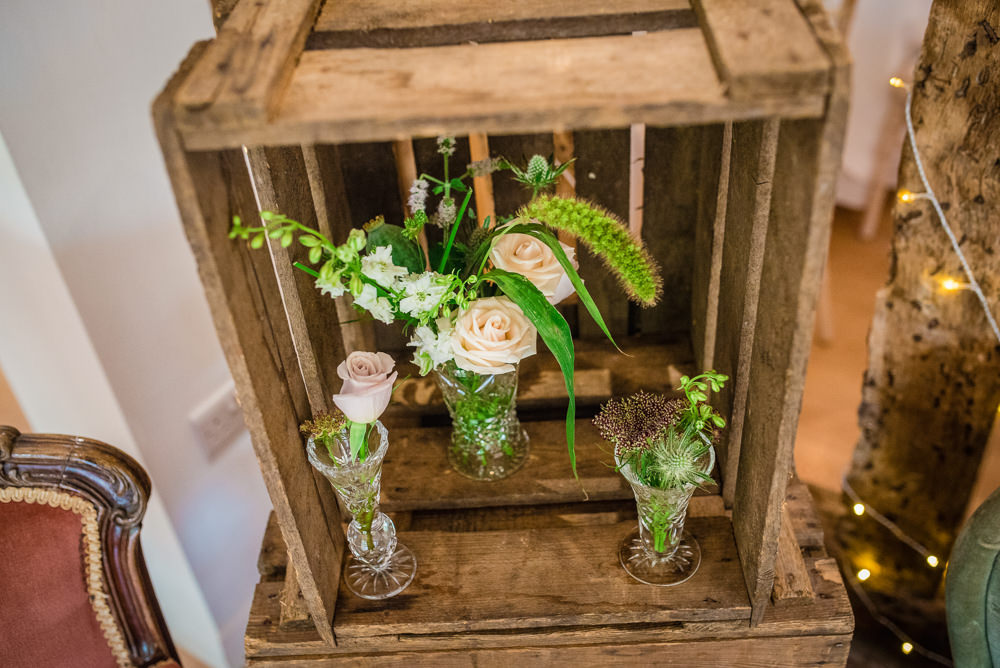 Wooden Crate Decor Flowers Colville Hall Wedding GK Photography
