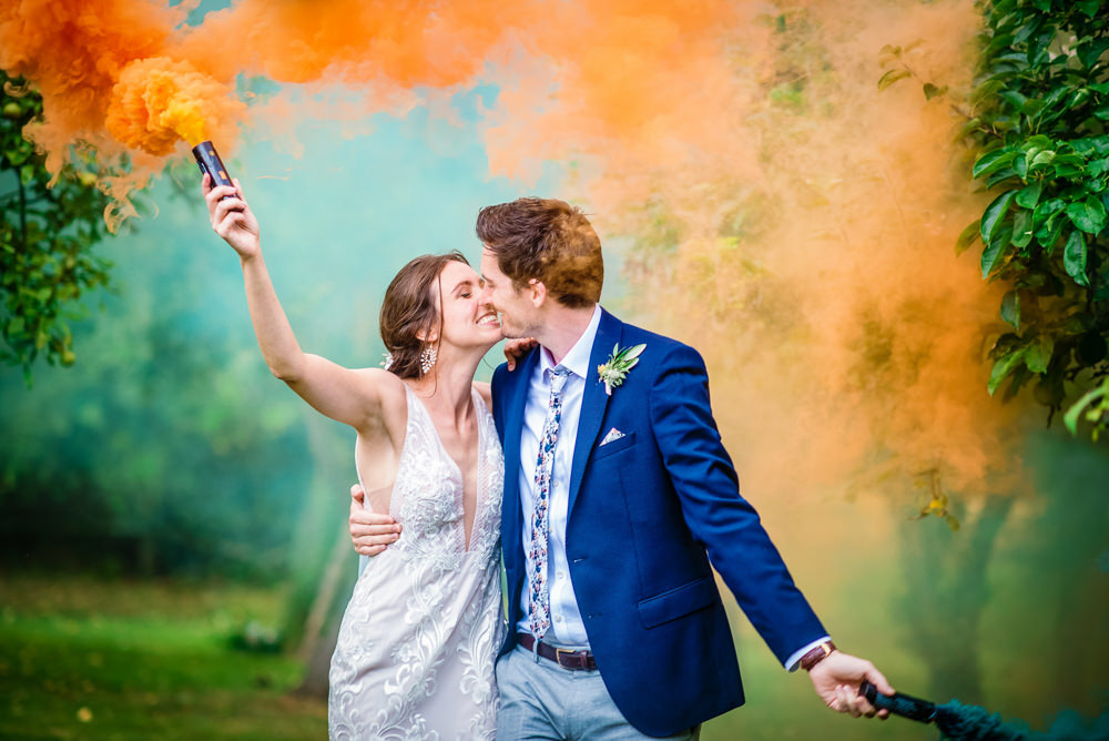 Colville Hall Wedding GK Photography Smoke Bomb Photo Portrait