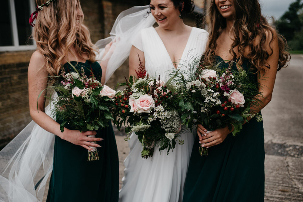 Bouquet Flowers Bride Bridal Rose Astilbe Berry Cotswold Woodland Glamping Wedding Elaine Williams Photography