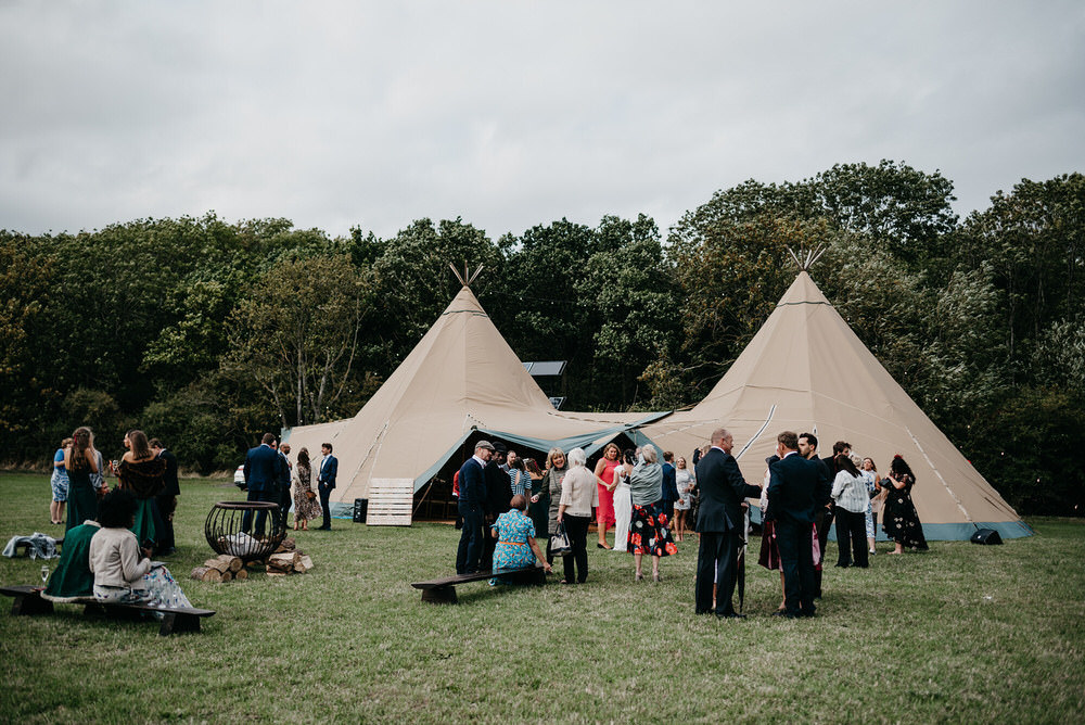 Tipi Reception Cotswold Woodland Glamping Wedding Elaine Williams Photography