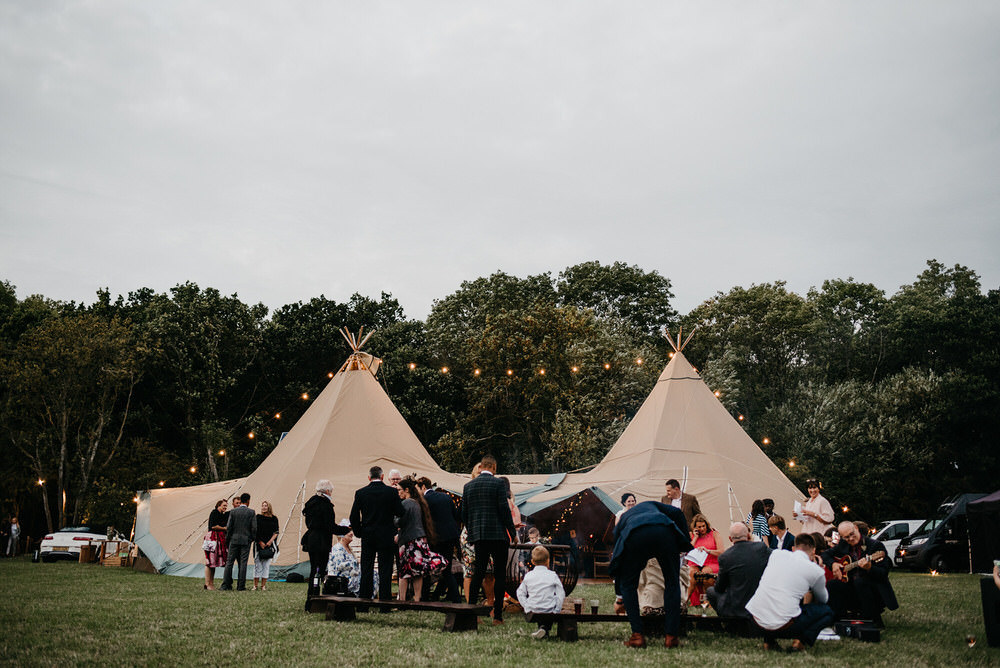 Tipi Reception Cotswold Woodland Glamping Wedding Elaine Williams Photography