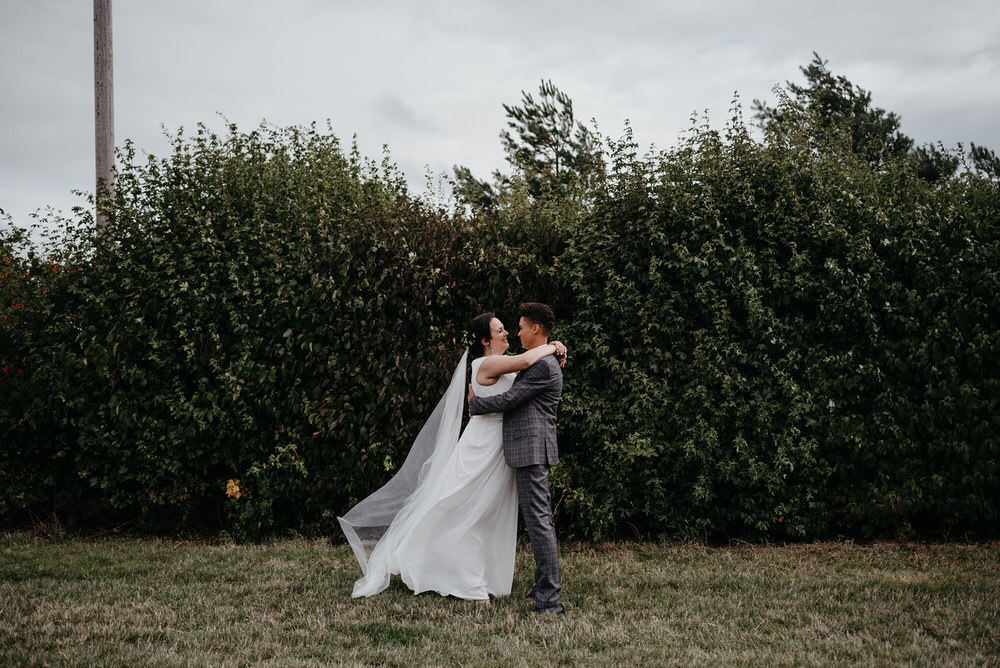 First Look Cotswold Woodland Glamping Wedding Elaine Williams Photography