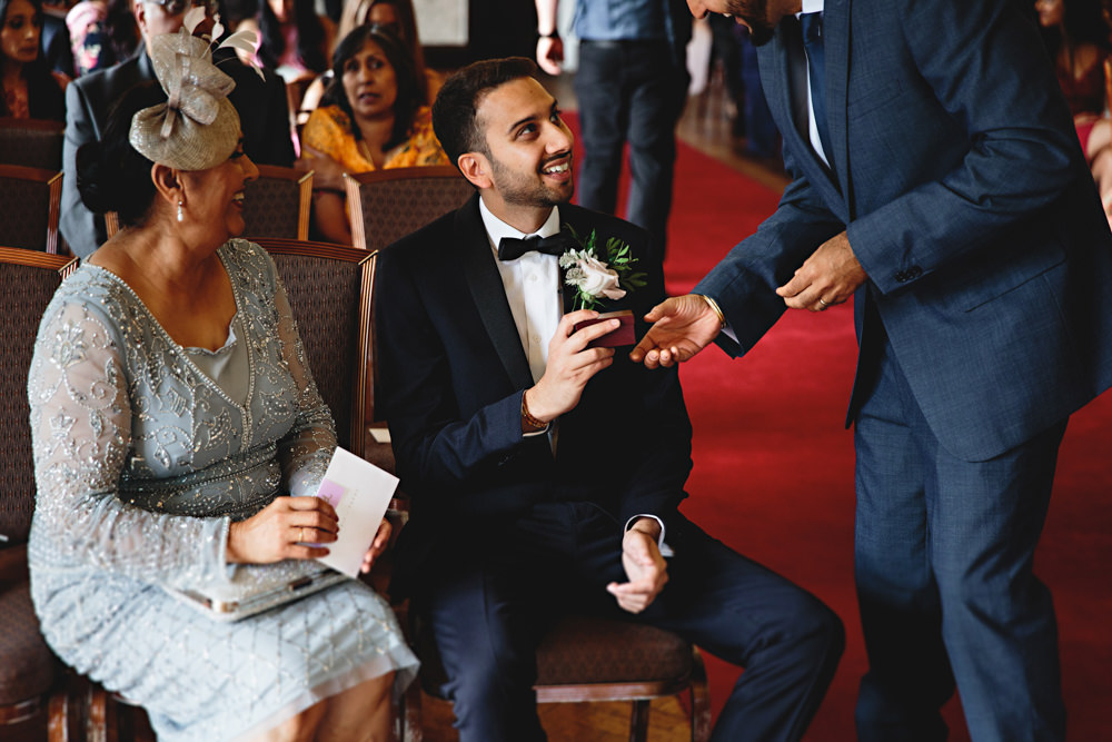 Groom Suit Navy Bow Tie Dunchurch Park Hotel Wedding HBA Photography