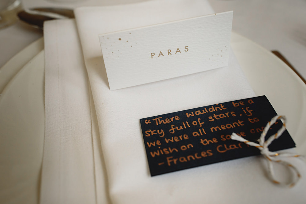 Place Setting Name Card Dunchurch Park Hotel Wedding HBA Photography