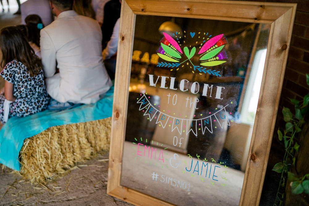 Mirror Sign Signs Signage Eclectic Wedding Paul and Tim Photographers