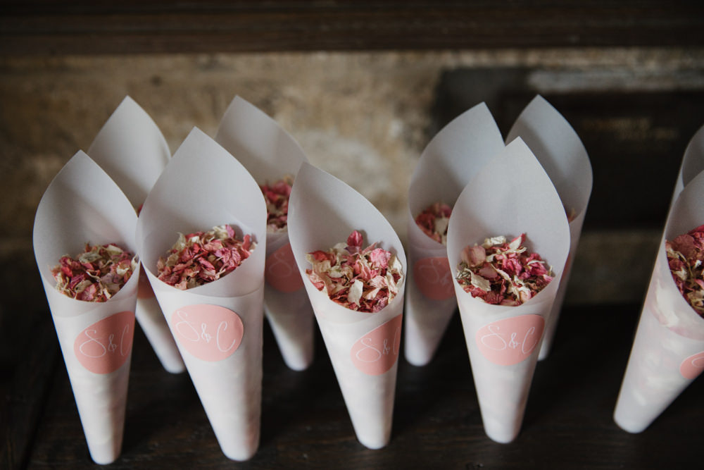 Confetti Cones Field Kitchen Wedding Siobhan Amy Photography