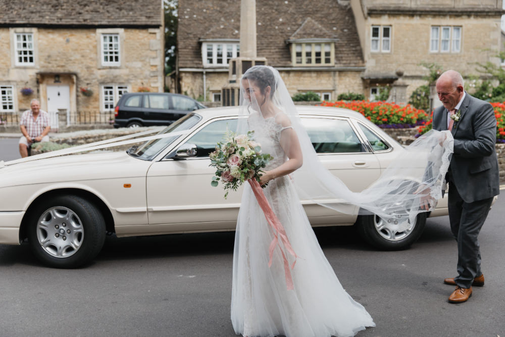 Dress Gown Bride Bridal Lace Tulle Veil Catherine Deane Field Kitchen Wedding Siobhan Amy Photography