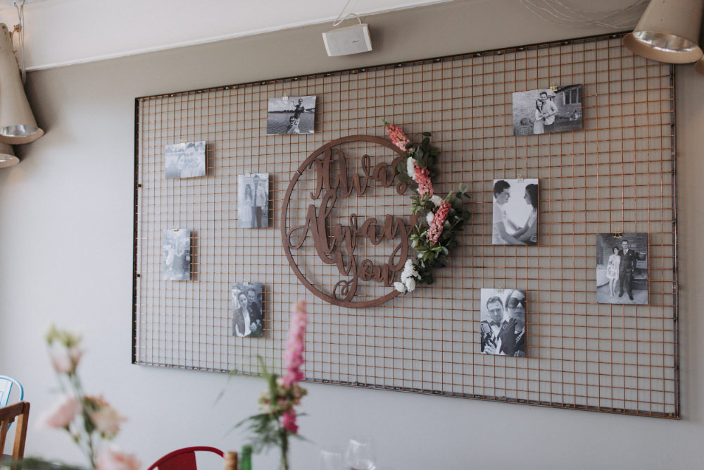 Photo Wall Wire Field Kitchen Wedding Siobhan Amy Photography