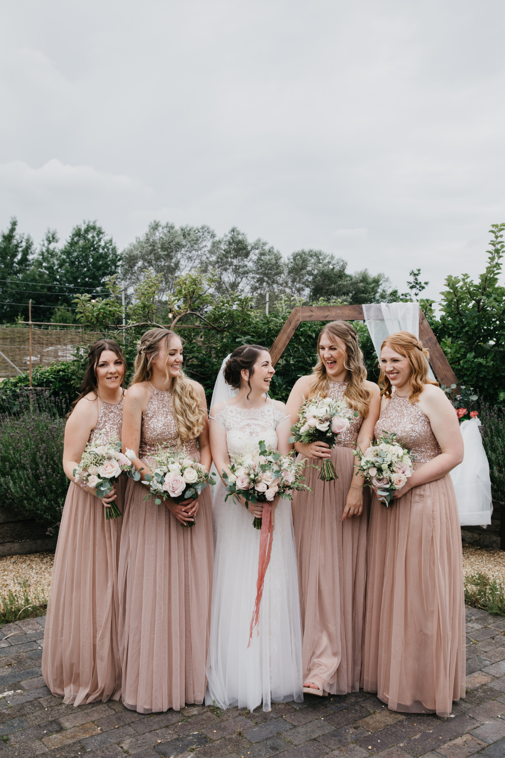 Bridesmaids Bridesmaid Dress Dresses Rose Gold Sequin Field Kitchen Wedding Siobhan Amy Photography
