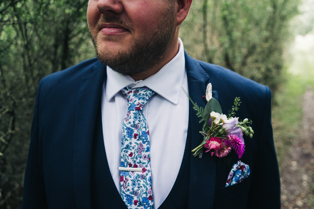 Groom Suit Navy Pattern Tie Hammer and Pincers Wedding Sally T Photography