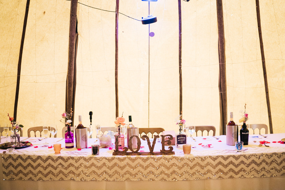 Top Table Decor Tipi Hammer and Pincers Wedding Sally T Photography