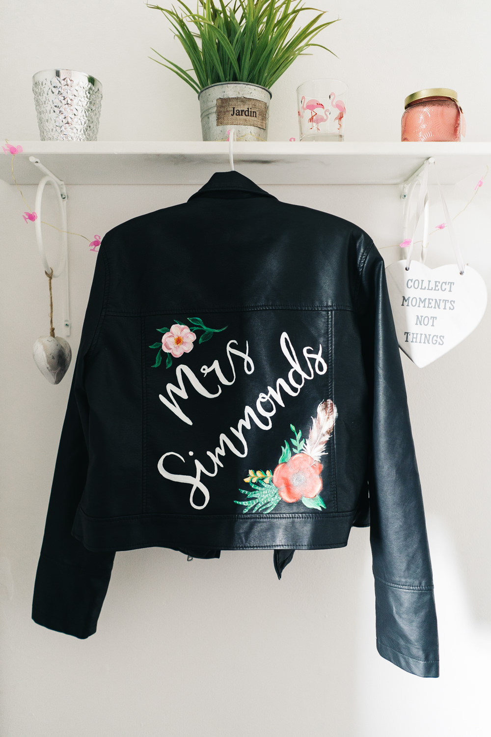 Bride Bridal Jacket Painted Hammer and Pincers Wedding Sally T Photography