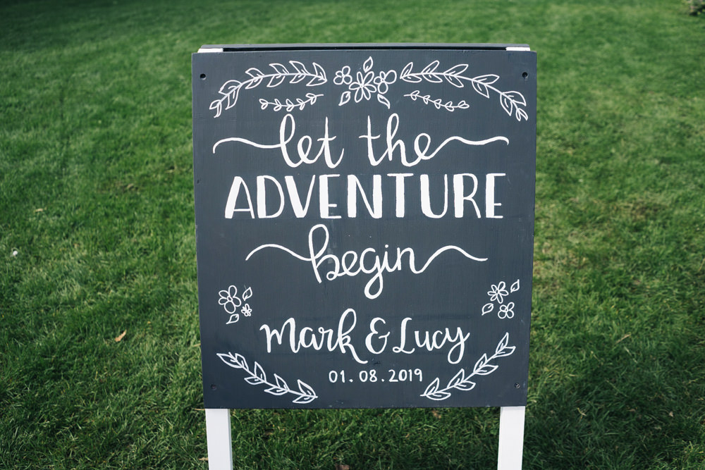 Sign Signs Signage Blackboard Chalk Hammer and Pincers Wedding Sally T Photography