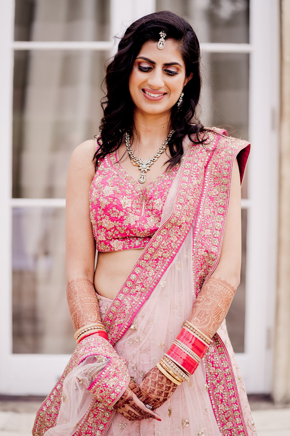 Pink Ombre Lengha Bride Bridal Indian Wedding UK Laura May Photography