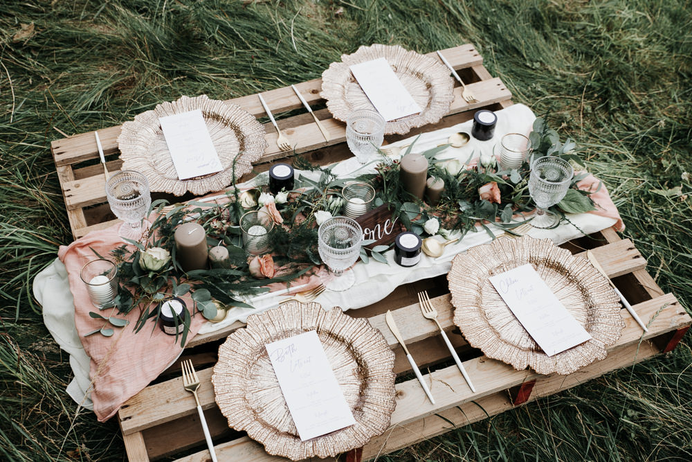 Micro Wedding Ideas Gareth J Photography Wooden Pallet Table Decor Flowers Decoration