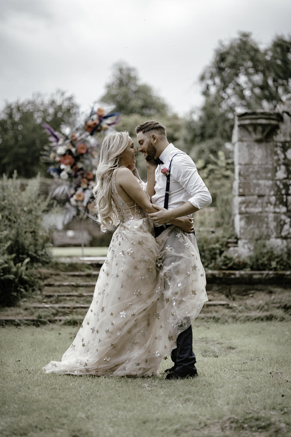 Crescent Moon Flowers Backdrop Decor Midsummer Night's Dream Wedding Ideas Dani Louise Photography