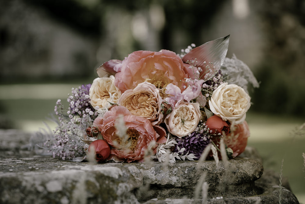 Bouquet Flowers Bride Bridal Peach Peony Rose Coral Midsummer Night's Dream Wedding Ideas Dani Louise Photography