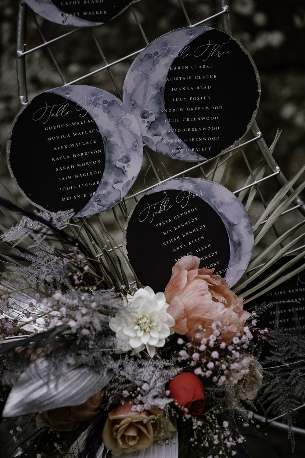 Crescent Moon Table Plan Seating Chart Decor Midsummer Night's Dream Wedding Ideas Dani Louise Photography