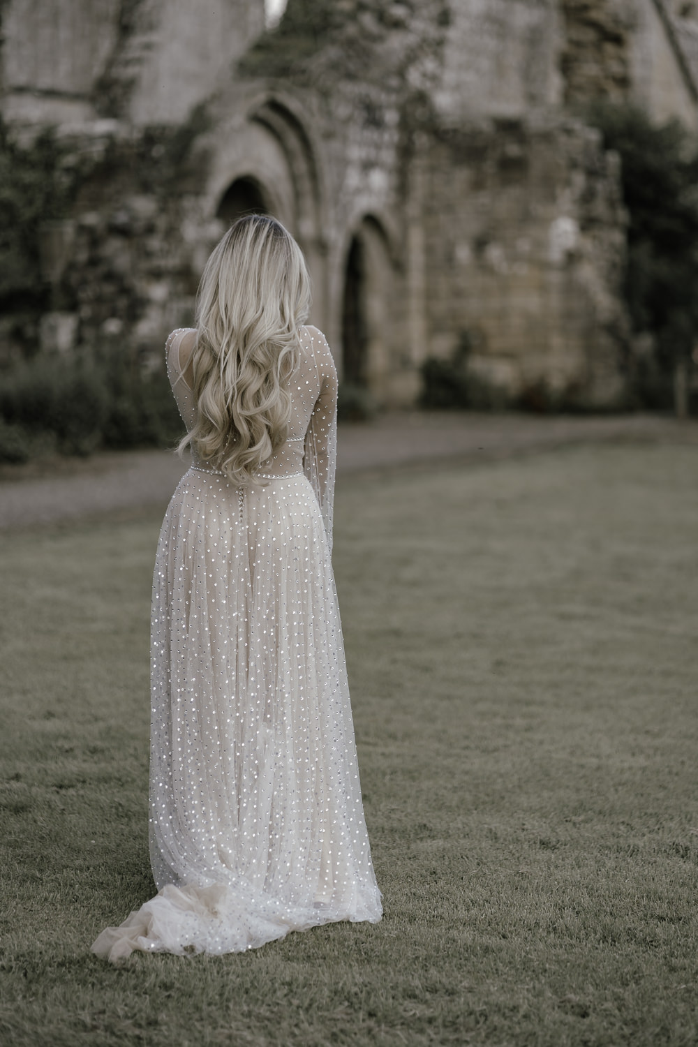 Dress Gown Bride Bridal Sparkle Gold Tulle Long Sleeves Midsummer Night's Dream Wedding Ideas Dani Louise Photography