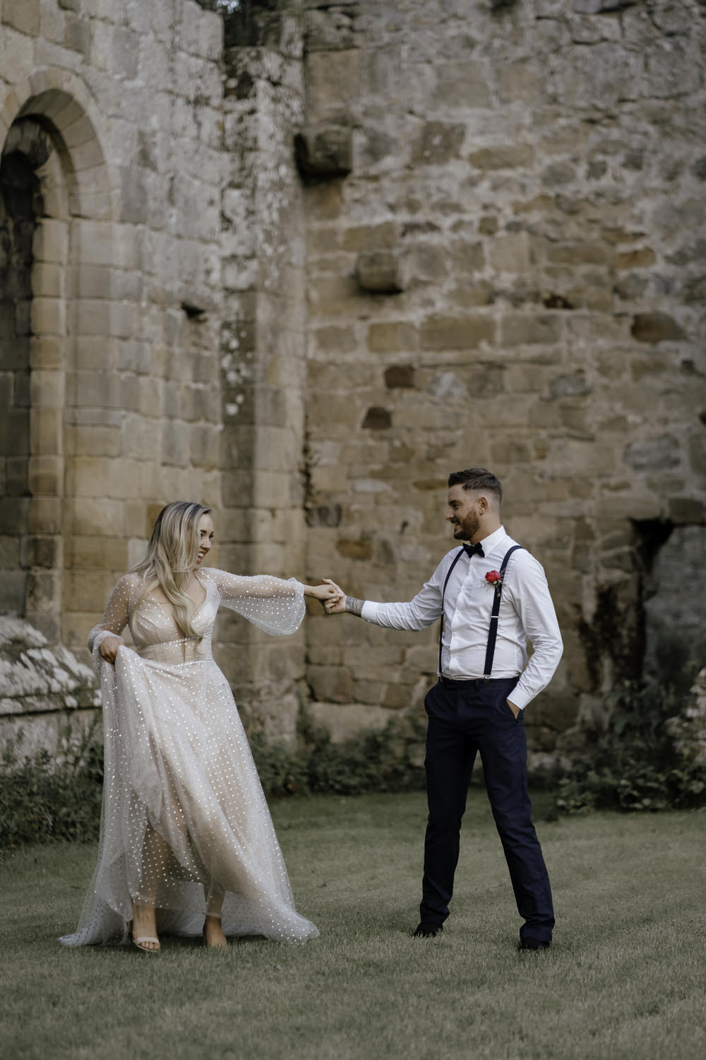 Dress Gown Bride Bridal Sparkle Gold Tulle Long Sleeves Midsummer Night's Dream Wedding Ideas Dani Louise Photography