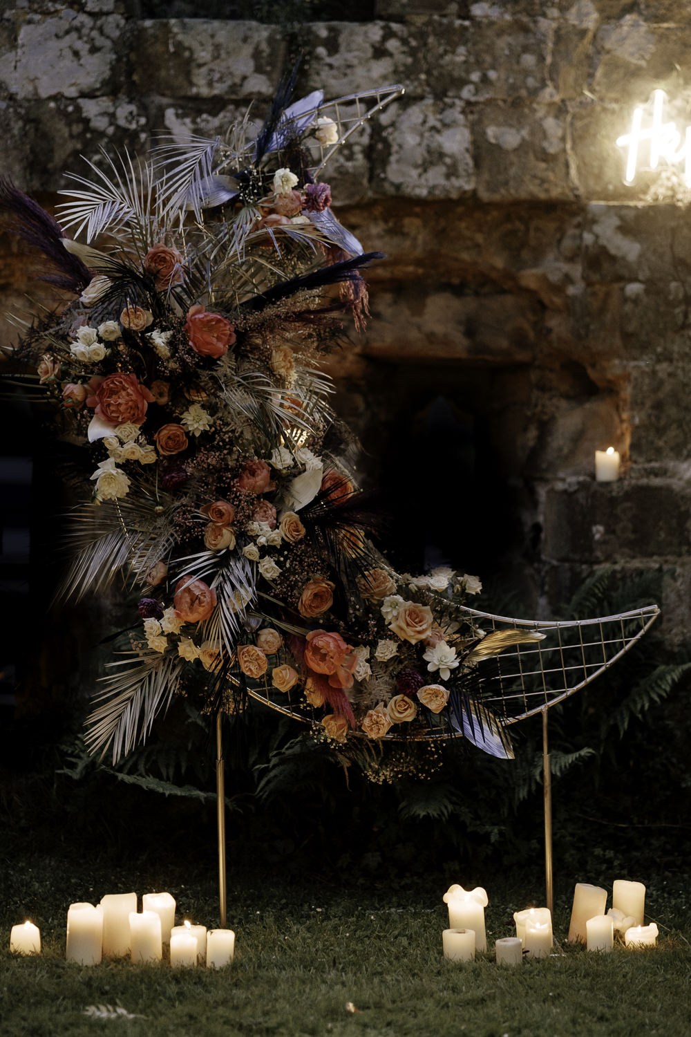 Crescent Moon Flowers Backdrop Decor Midsummer Night's Dream Wedding Ideas Dani Louise Photography