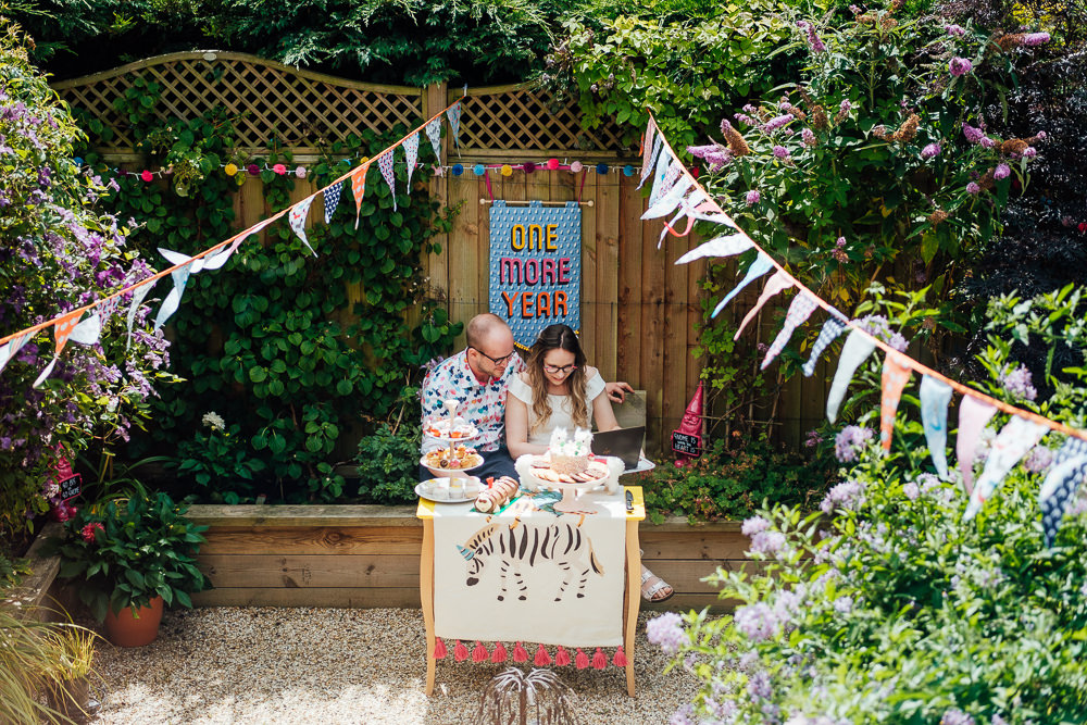Bunting Ribbons Garden Pandemic Wedding Anna Pumer Photography