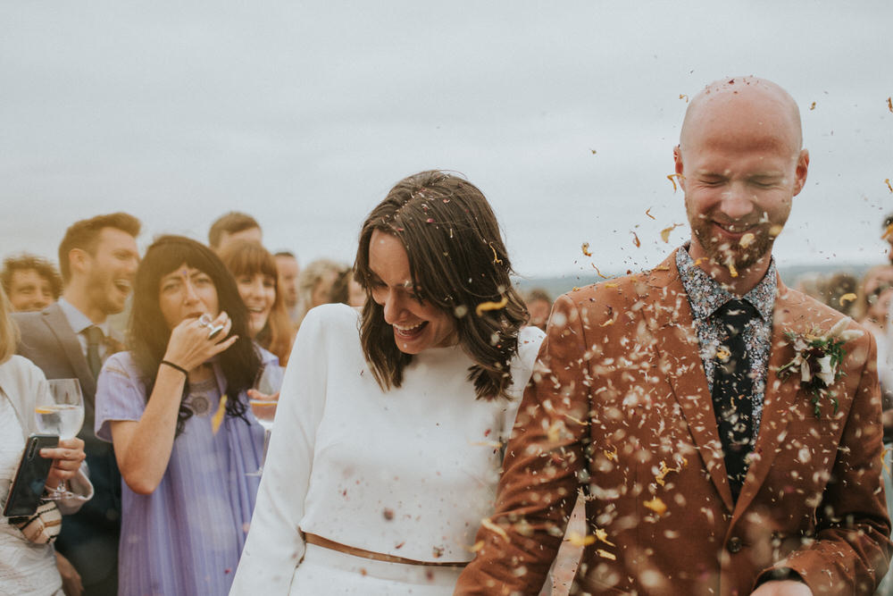 Confetti Throw Pennard Hill Farm Wedding MT Studio