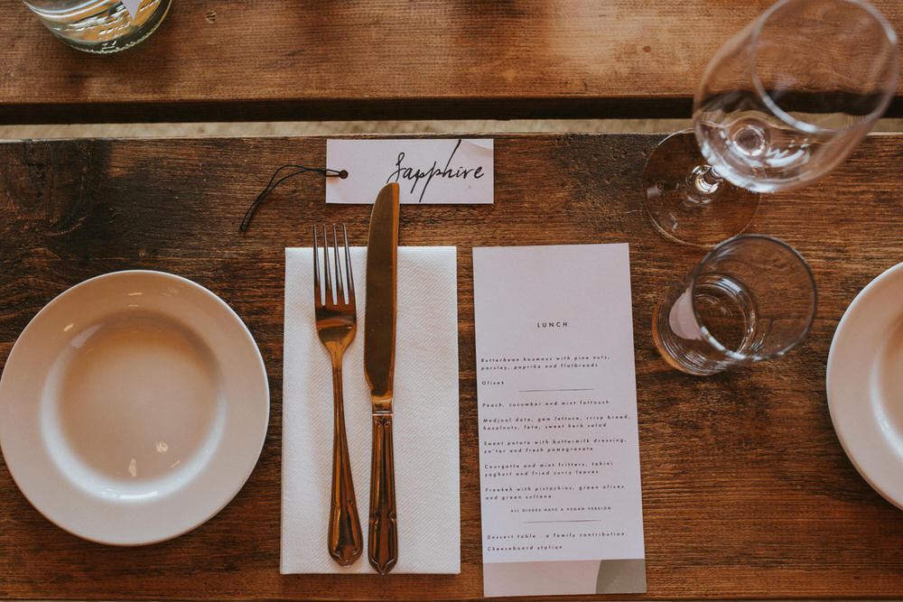 Place Name Setting Calligraphy Pennard Hill Farm Wedding MT Studio