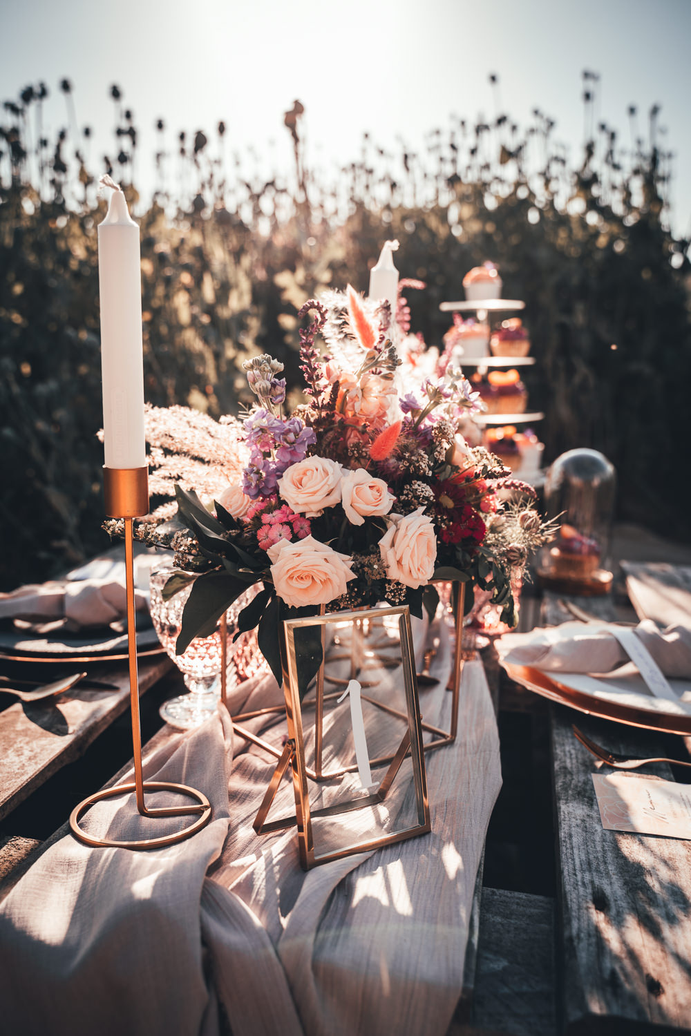 Wooden Pallet Table Tablescape Decor Flowers Candles Rustic Centrepiece Poppy Field Wedding NT Creatives