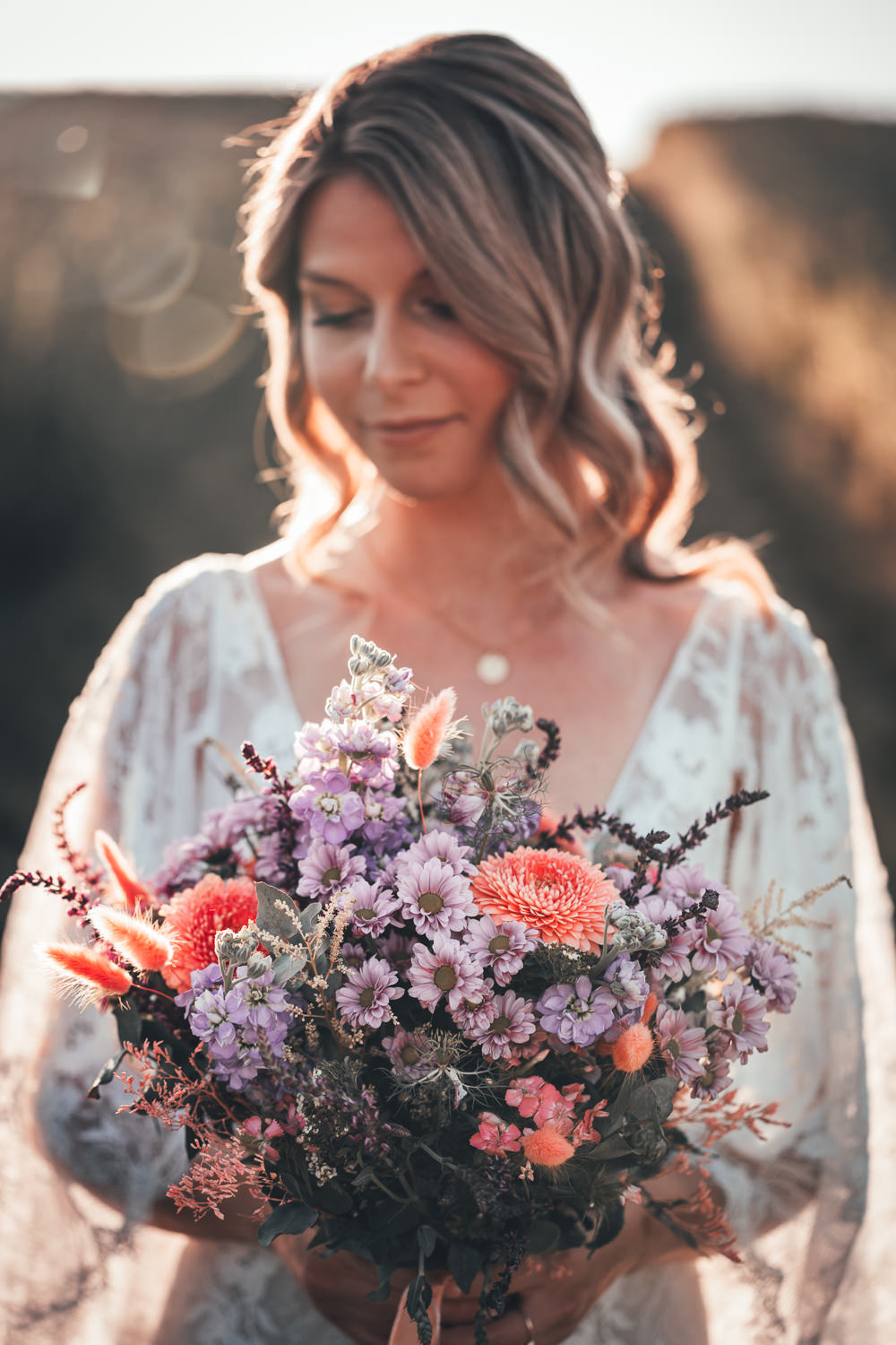 Bouquet Flowers Bride Bridal Lilac Red Wild Poppy Field Wedding NT Creatives