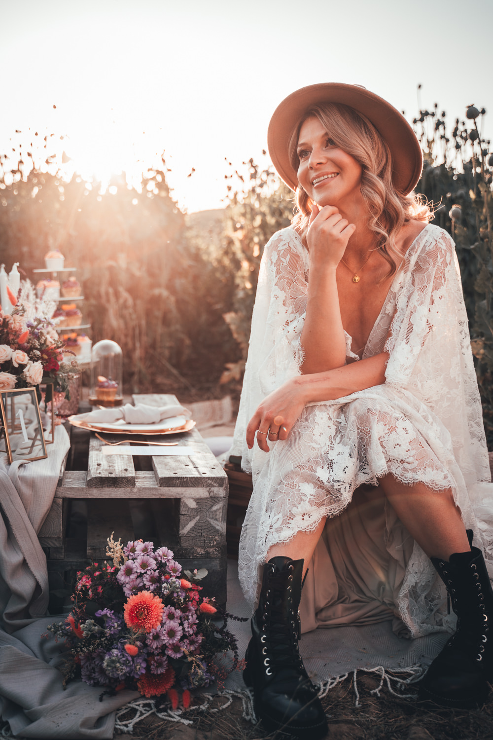 Bride Bridal Boots Poppy Field Wedding NT Creatives