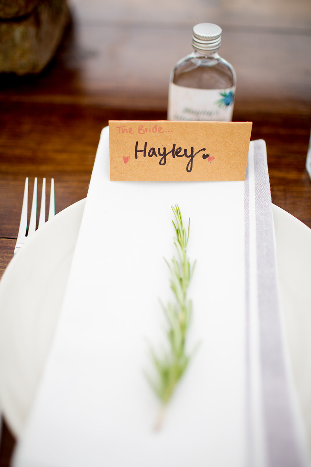 Place Setting Rosemary Place Name Pythouse Kitchen Garden Wedding Jessica Hayman Photography
