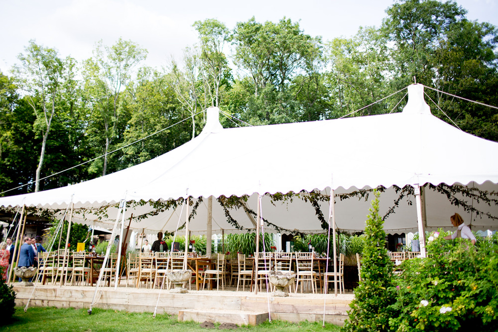 Open Side Marquee Tent Long Wooden Tables Decor Pythouse Kitchen Garden Wedding Jessica Hayman Photography